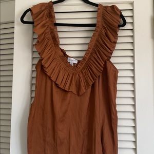 Brown silky tank top